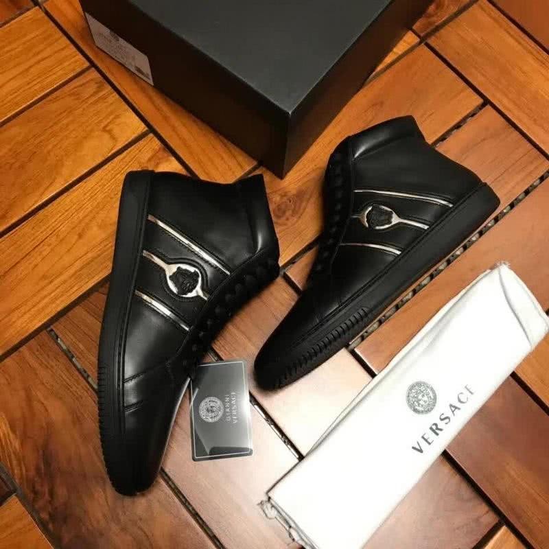 Versace High-top Casual Shoes Cowhide Black And Sliver Men 4