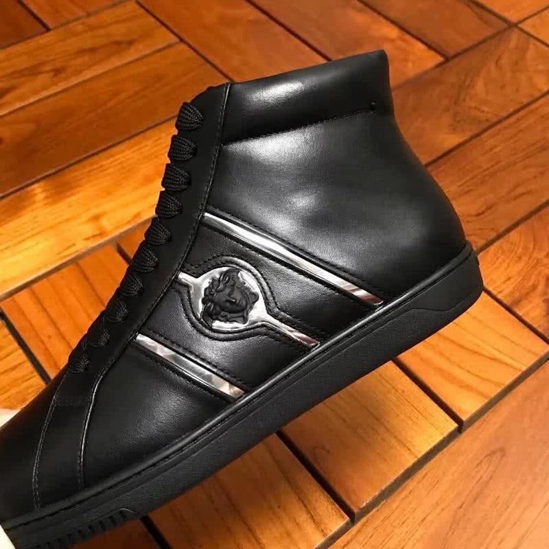 Versace High-top Casual Shoes Cowhide Black And Sliver Men 7