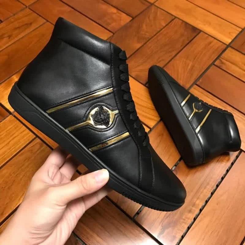 Versace High-top Casual Shoes Cowhide Black And Gold Men 2