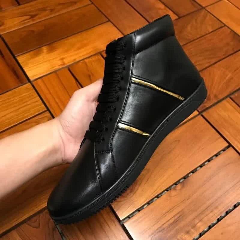Versace High-top Casual Shoes Cowhide Black And Gold Men 4