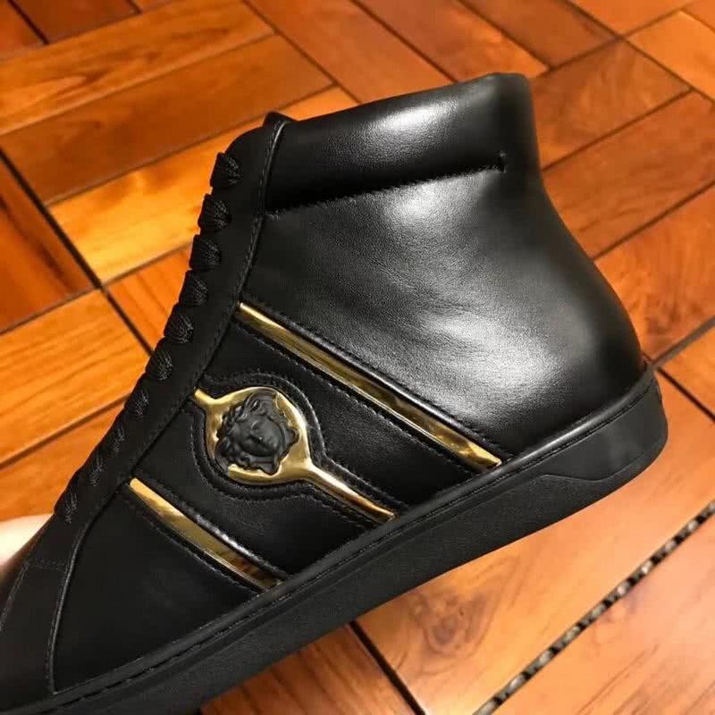Versace High-top Casual Shoes Cowhide Black And Gold Men 5