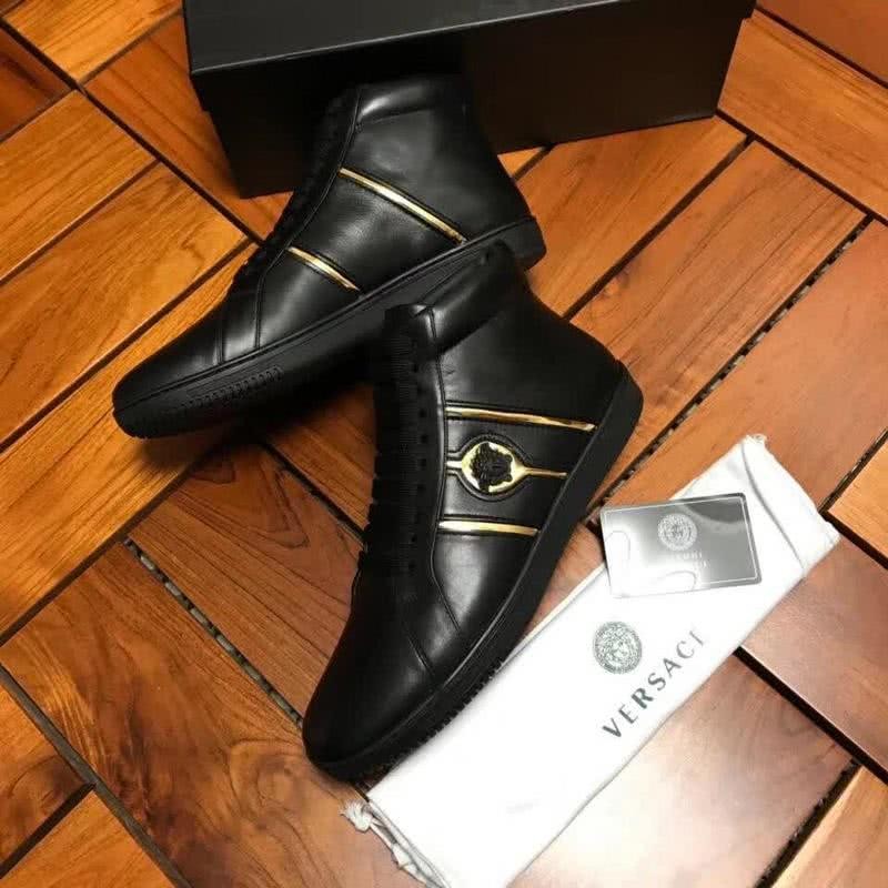 Versace High-top Casual Shoes Cowhide Black And Gold Men 6