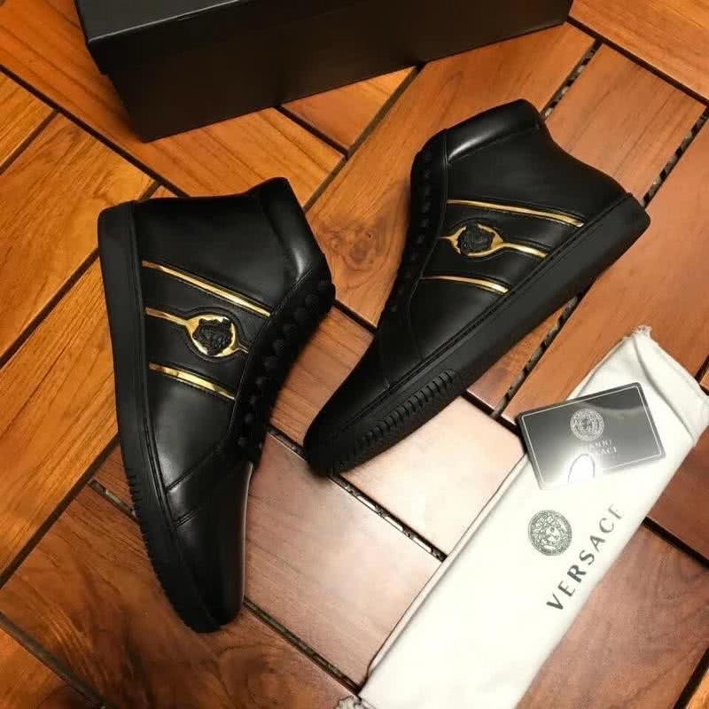 Versace High-top Casual Shoes Cowhide Black And Gold Men 7