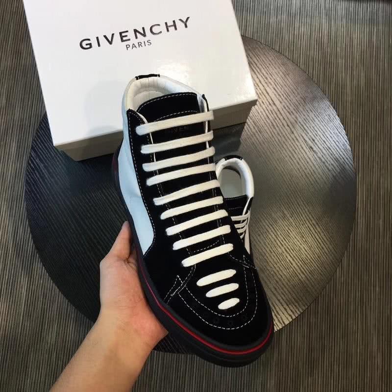 Givenchy Sneakers High Top Black White Upper White Sole And Shoelaces Red Line Men 2