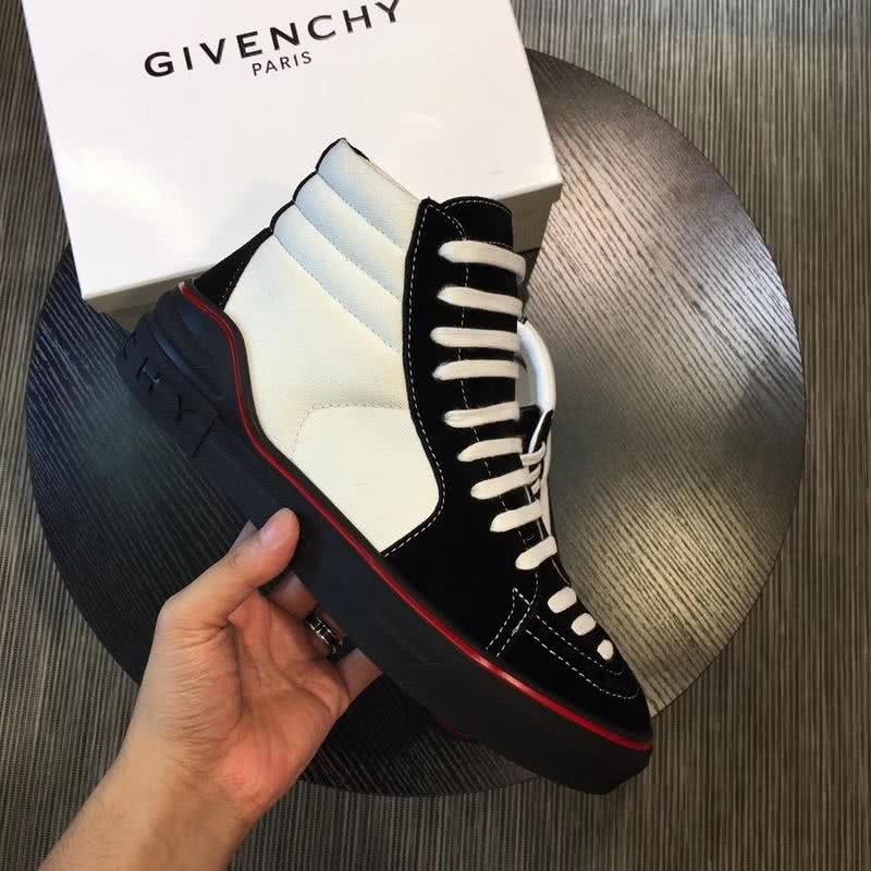 Givenchy Sneakers High Top Black White Upper White Sole And Shoelaces Red Line Men 4
