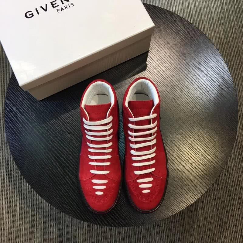 Givenchy Sneakers High Top Red Upper Black Sole And White Shoelaces Men 2