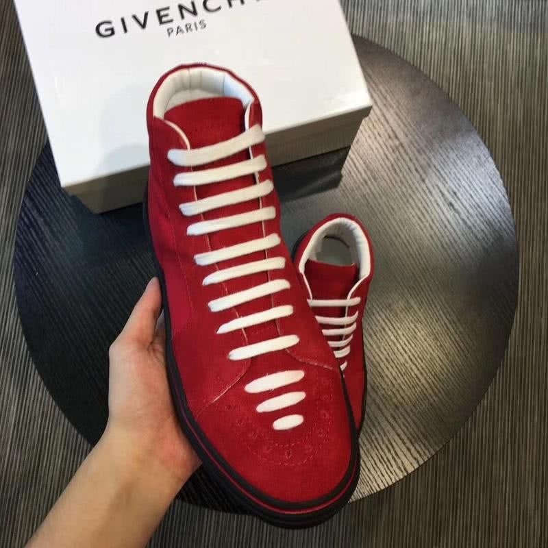 Givenchy Sneakers High Top Red Upper Black Sole And White Shoelaces Men 3