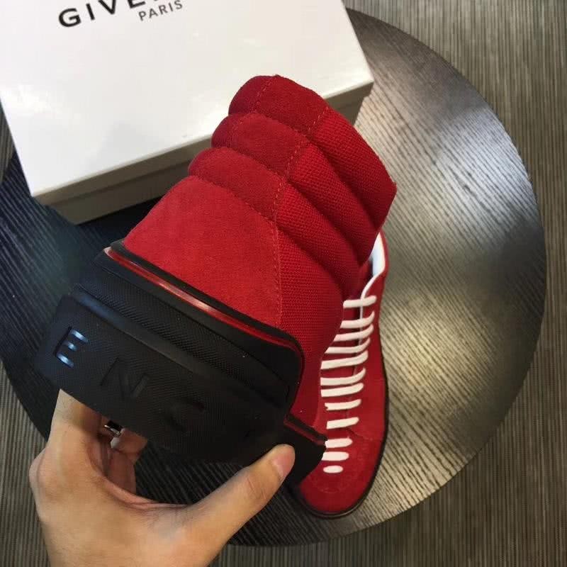 Givenchy Sneakers High Top Red Upper Black Sole And White Shoelaces Men 4