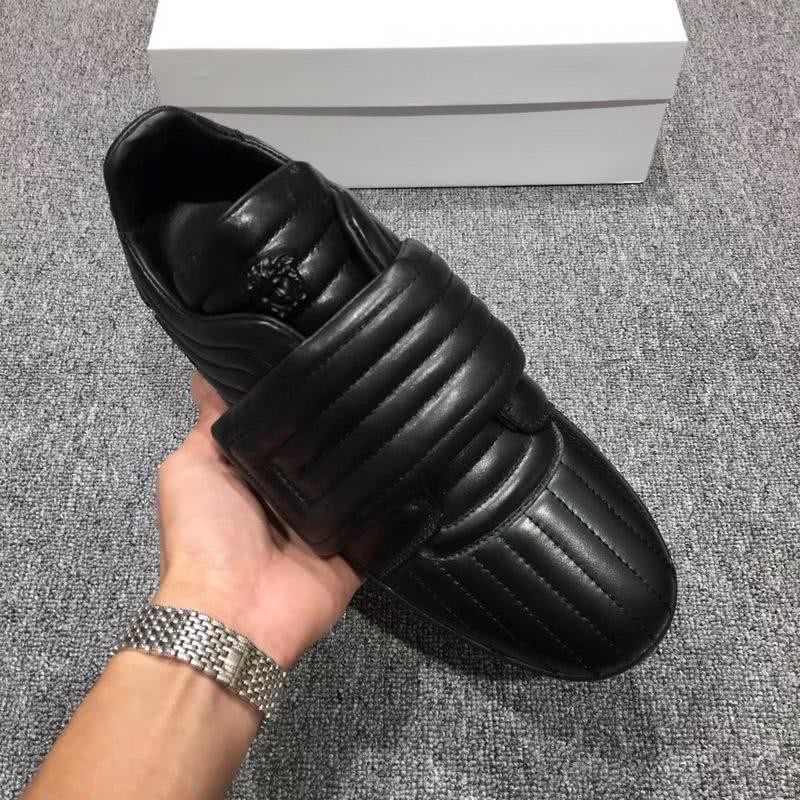 Versace New Casual Shoes Cowhide Pure Black Men 6