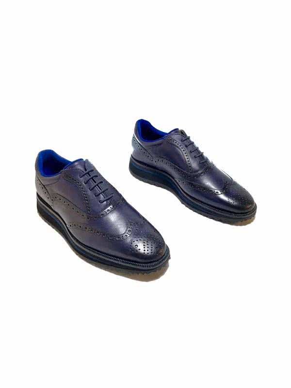 Bally Fashion Business Shoes Cowhide Blue And Black Men 1