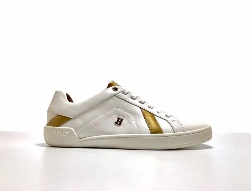 Bally Fashion Sports Shoes Cowhide White And Gold Men 3