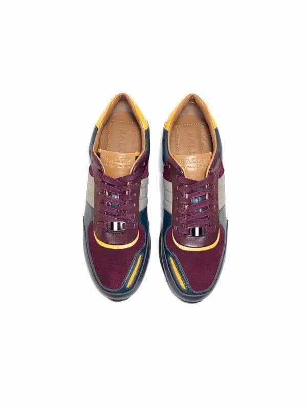 Bally Fashion Sports Shoes Cowhide Wine Red And Black Men 7
