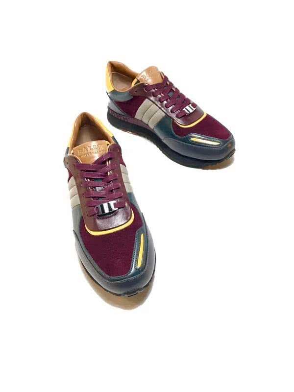 Bally Fashion Sports Shoes Cowhide Wine Red And Black Men 9