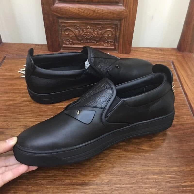 Fendi Slip-on Leather All Black Men 5