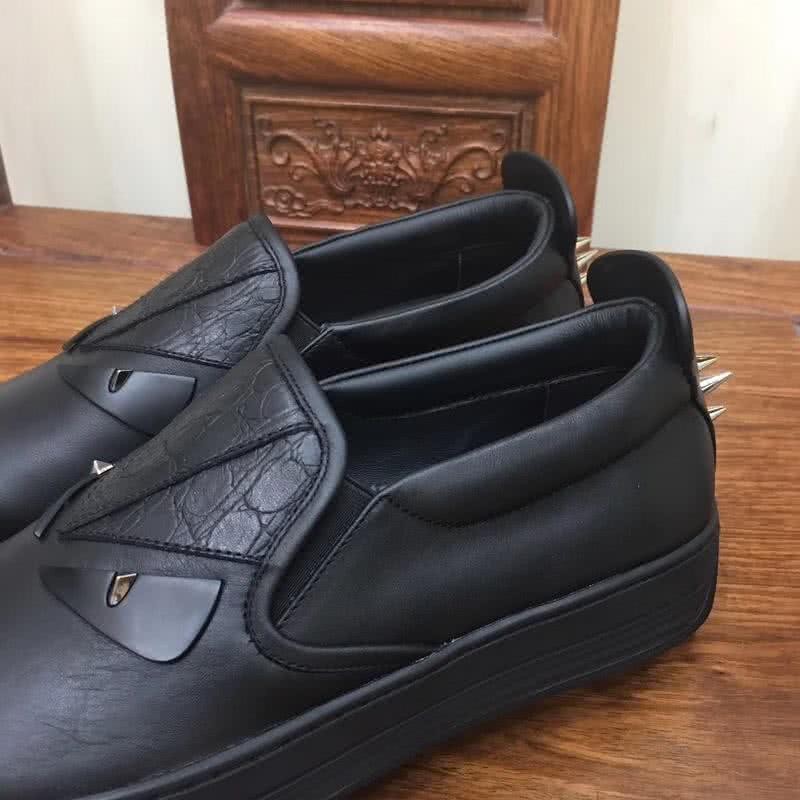 Fendi Slip-on Leather All Black Men 6
