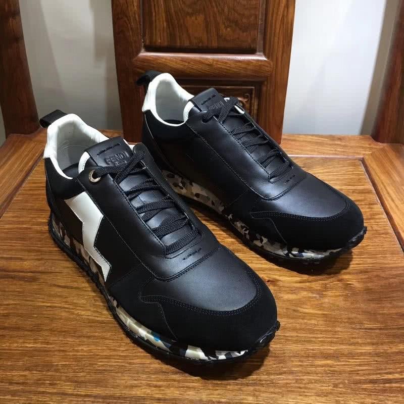 Fendi Sneakers Leather Black White Men 4