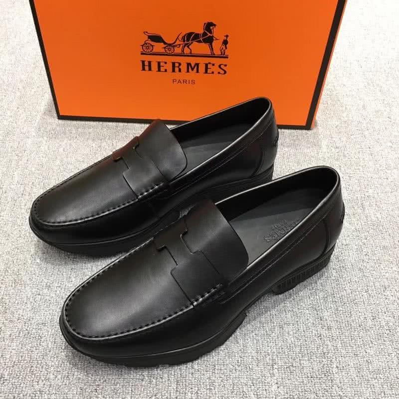 Hermes Fashion Comfortable Sports Shoes Cowhide Black Men 4