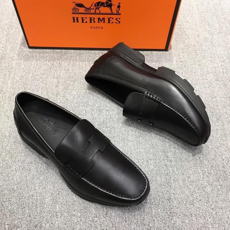 Hermes Fashion Comfortable Sports Shoes Cowhide Black Men 7