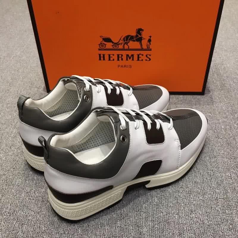 Hermes Fashion Comfortable Sports Shoes Cowhide White And Green Men 5