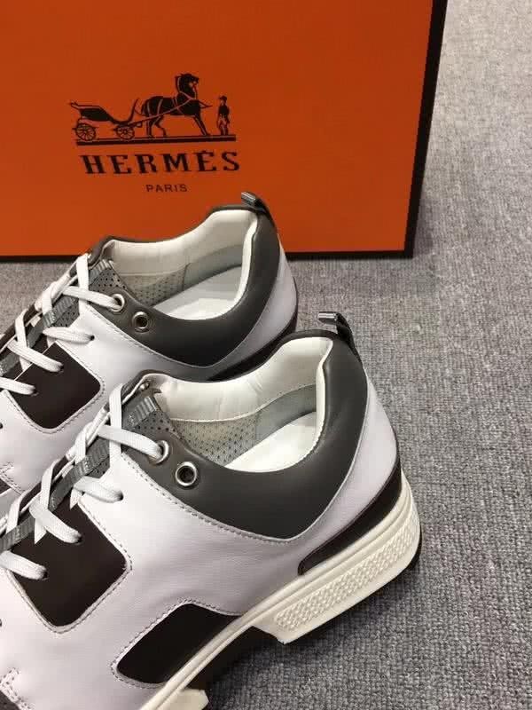 Hermes Fashion Comfortable Sports Shoes Cowhide White And Green Men 6