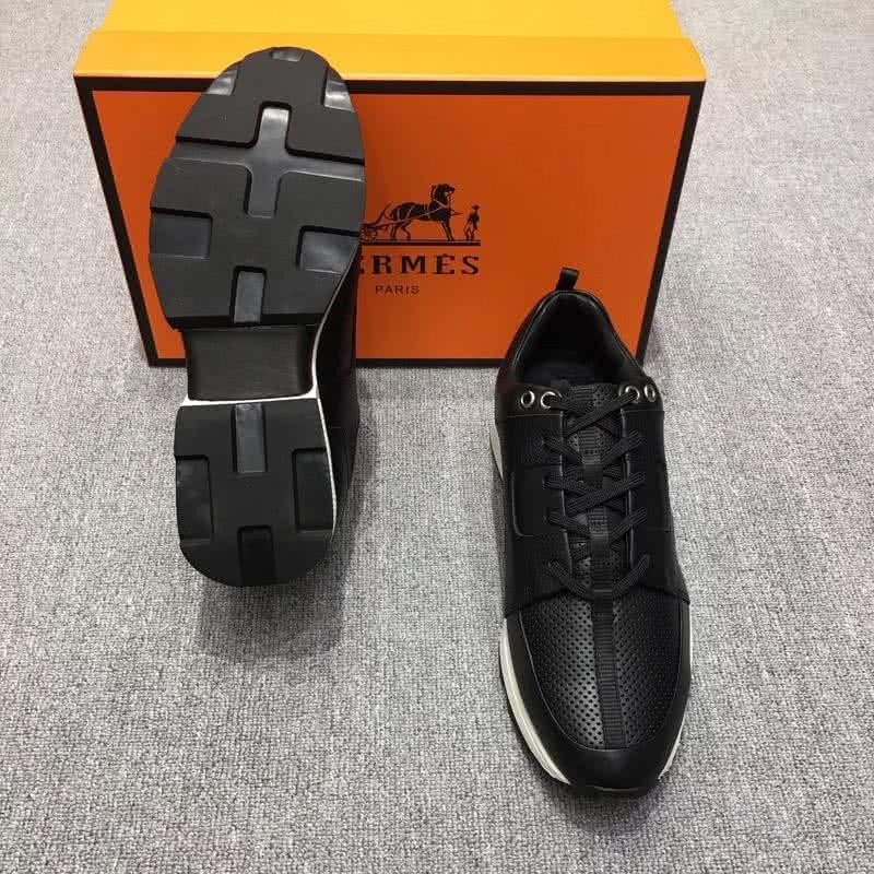 Hermes Fashion Comfortable Sports Shoes Cowhide Black Men 5