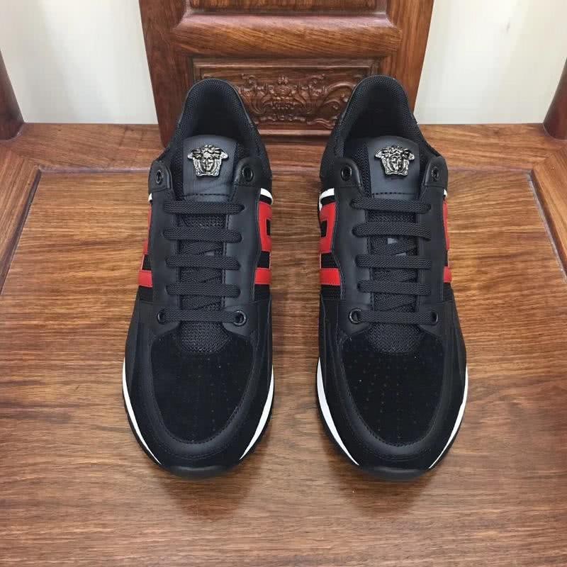Versace Top Quality Casual Shoes Cowhide Black And Red Men 2