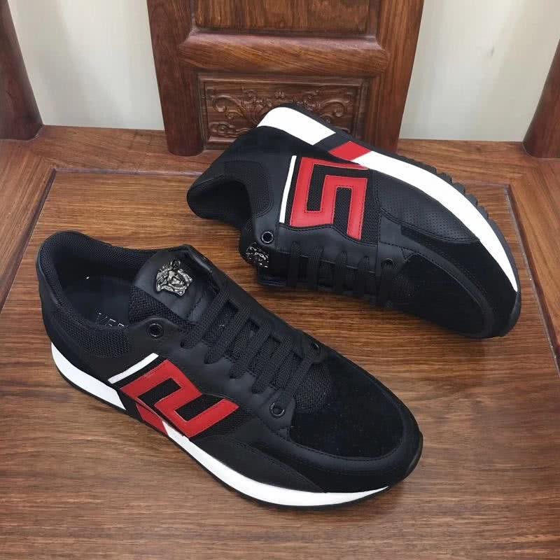 Versace Top Quality Casual Shoes Cowhide Black And Red Men 8