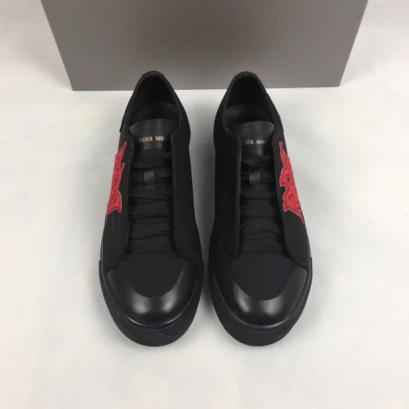 Alexander McQueen Sneakers Leather Red Painting Black Men 2