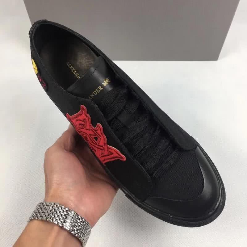 Alexander McQueen Sneakers Leather Red Painting Black Men 6