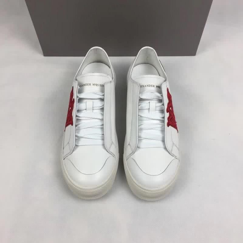 Alexander McQueen Sneakers Leather Red Painting White Men 2