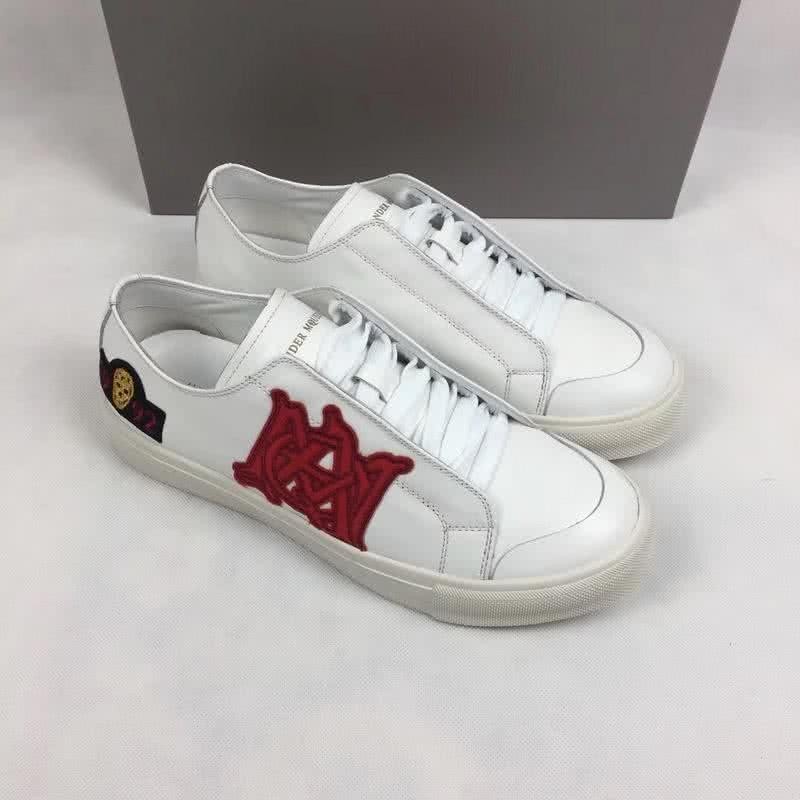 Alexander McQueen Sneakers Leather Red Painting White Men 1