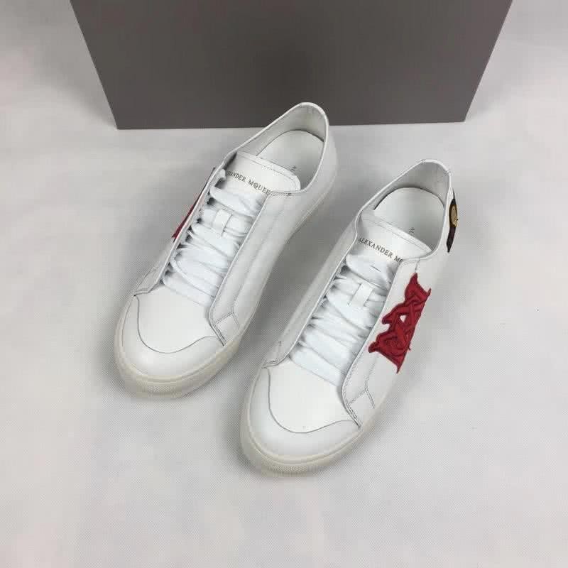 Alexander McQueen Sneakers Leather Red Painting White Men 3