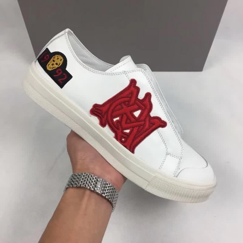 Alexander McQueen Sneakers Leather Red Painting White Men 4
