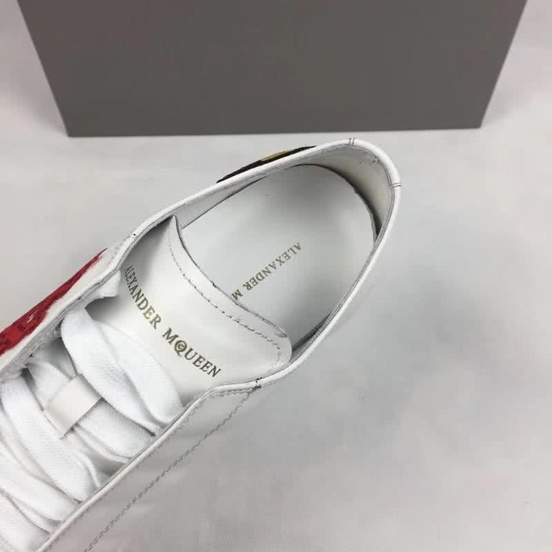 Alexander McQueen Sneakers Leather Red Painting White Men 5
