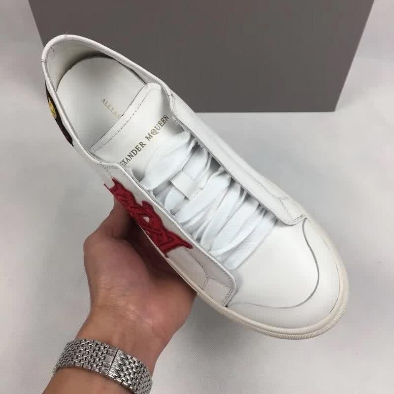 Alexander McQueen Sneakers Leather Red Painting White Men 6