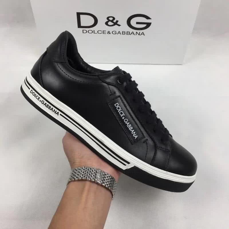 Dolce & Gabbana Sneakers Leather Black Upper White Sole Men 4