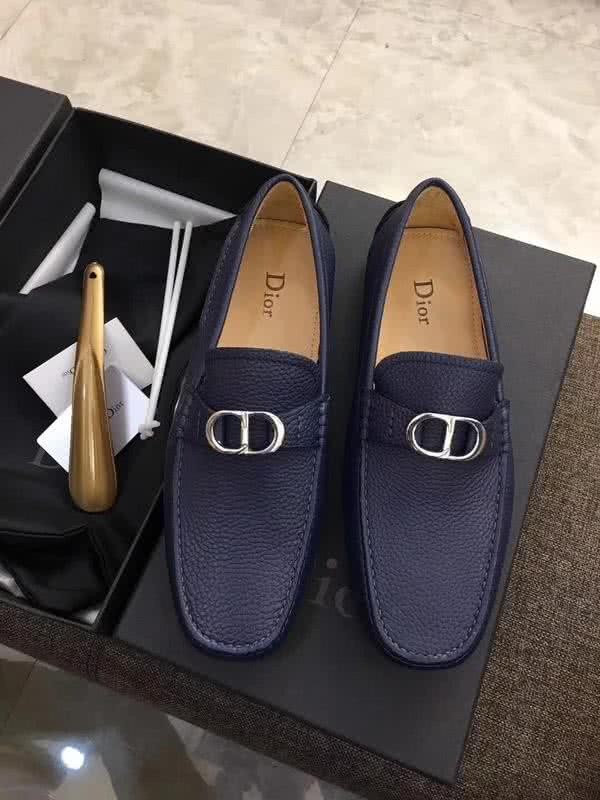 Dior Loafers Real Leather Buckle All Navy Men 4