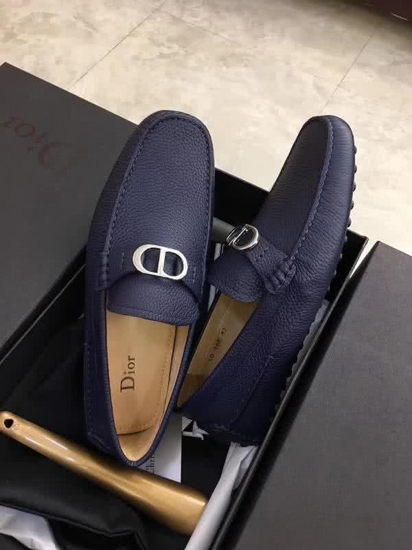 Dior Loafers Real Leather Buckle All Navy Men 3