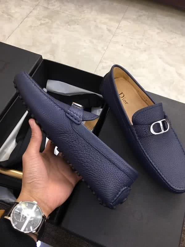 Dior Loafers Real Leather Buckle All Navy Men 8