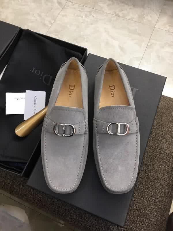 Dior Top Quality Cowhide Loafers Anti-slip Design Gray Men 2