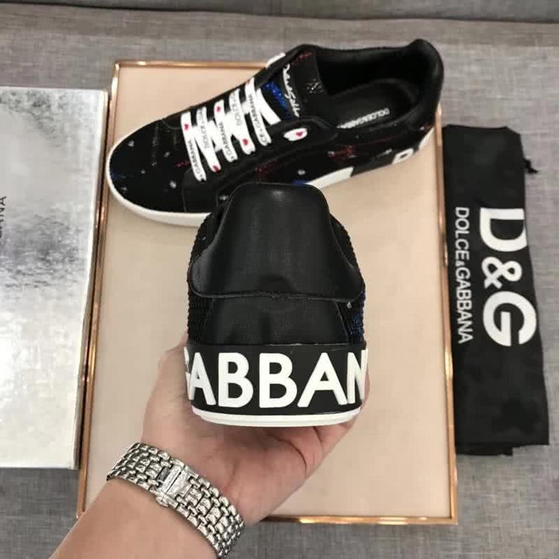 Dolce & Gabbana Sneakers Black Snakeskin Pattern White Sole Men 8