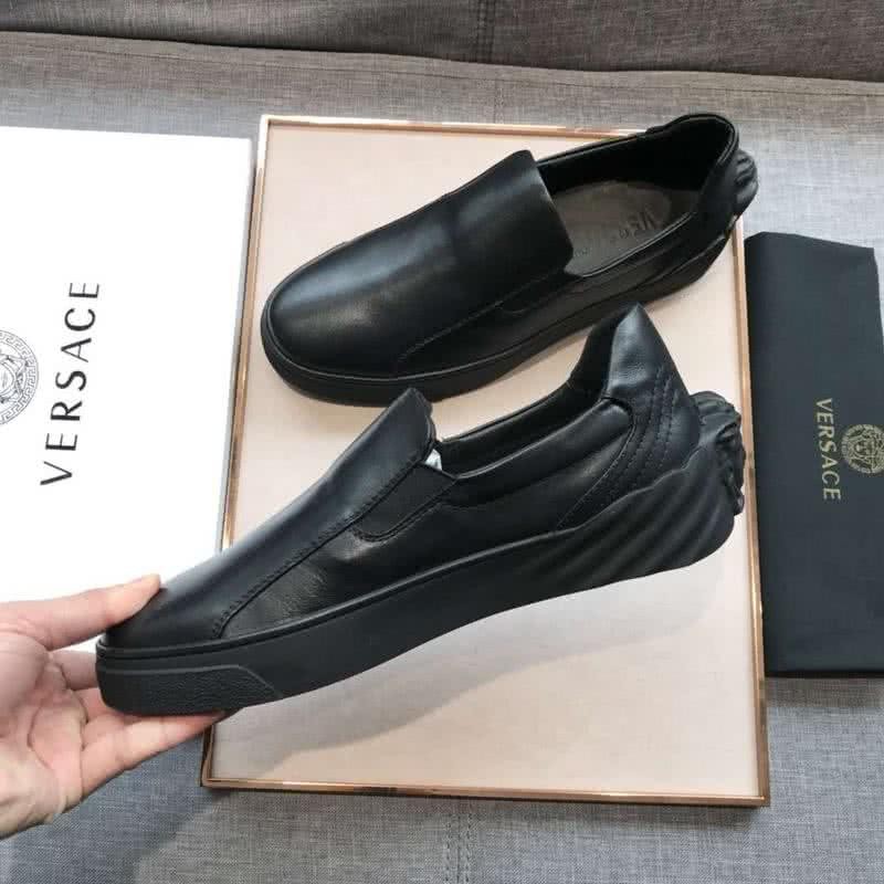 Versace Latest Cowhide Loafers Pure Black Men 7