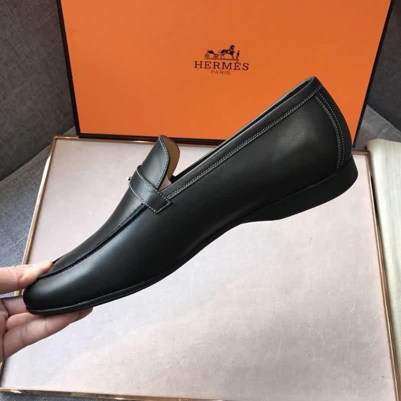 Hermes Fashion Comfortable Shoes Cowhide Black Men 3