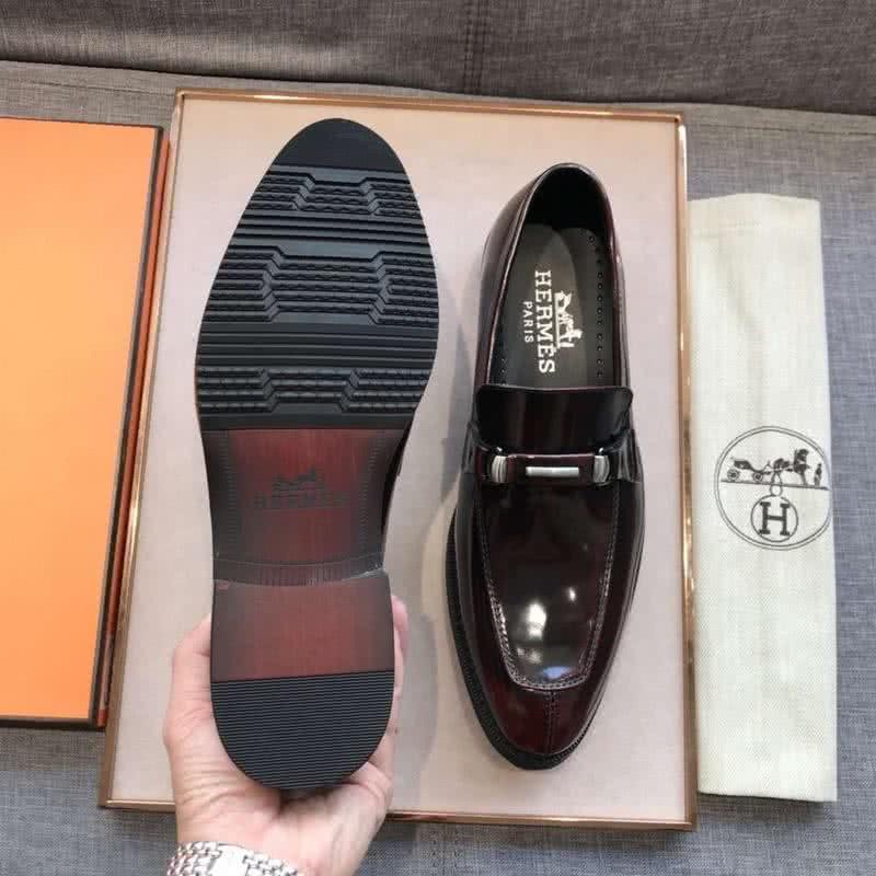 Hermes Fashion Comfortable Shoes Cowhide Black Men 6