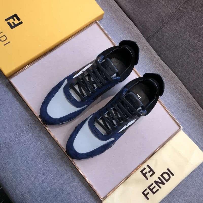 Fendi Sneakers Rivets Blue Black Grey White Men 1