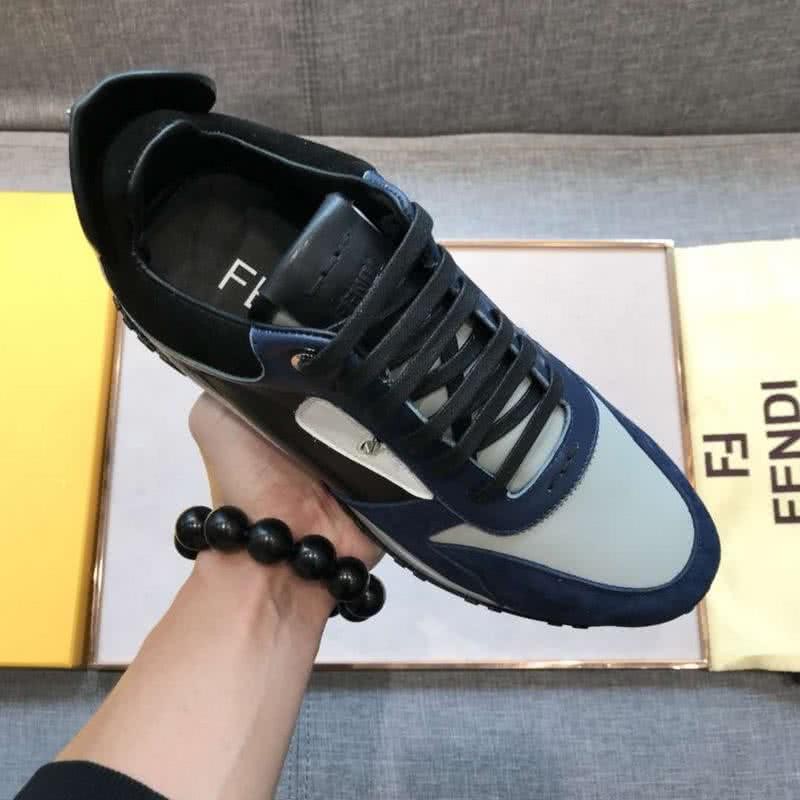 Fendi Sneakers Rivets Blue Black Grey White Men 3