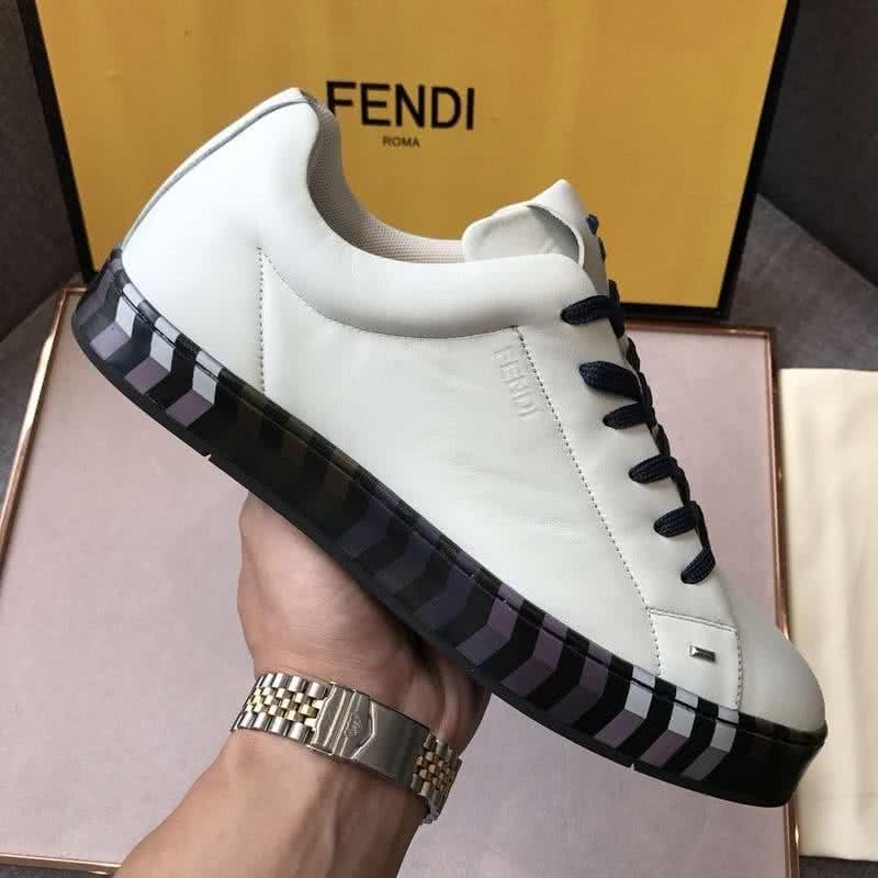 Fendi Sneakers Black Shoelaces White Upper White Sole Men 4