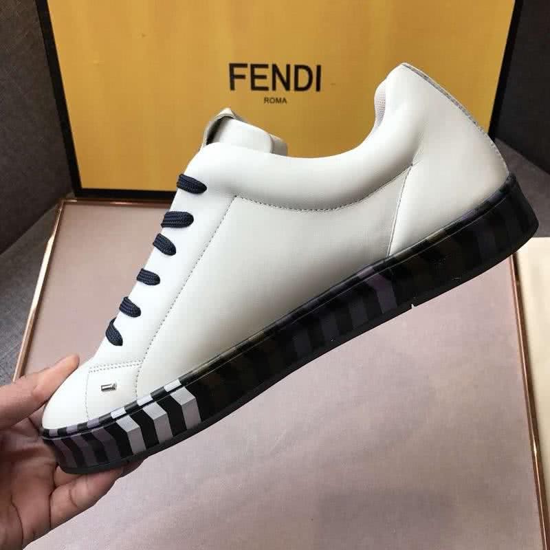 Fendi Sneakers Black Shoelaces White Upper White Sole Men 7