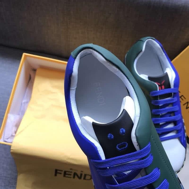 Fendi Sneakers Blue White Green Upper Black Sole Men 8