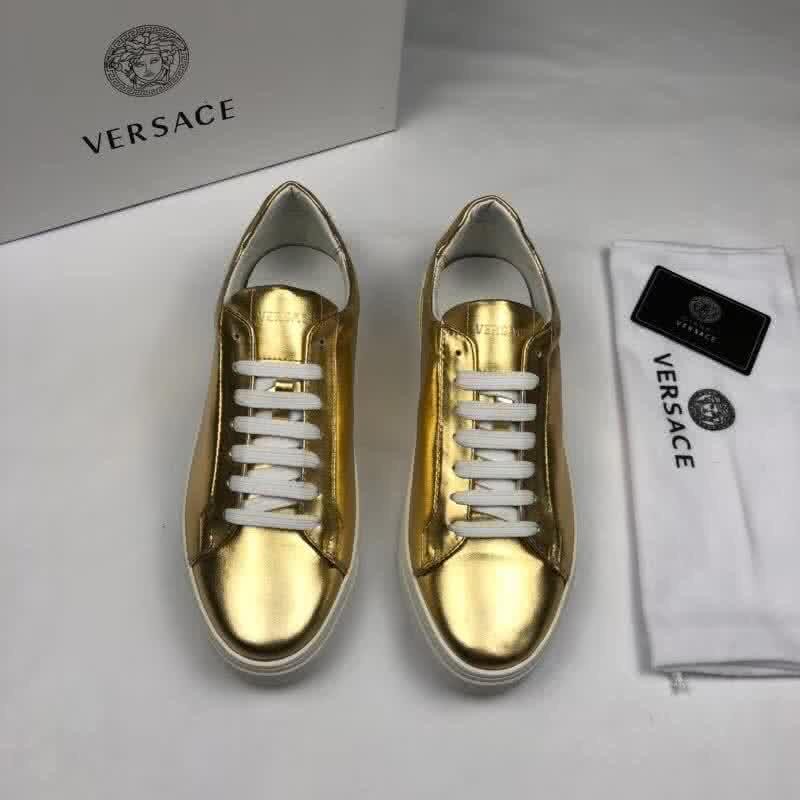 Versace Top Quality Casual Shoes Cowhide Bright Gold Men 2